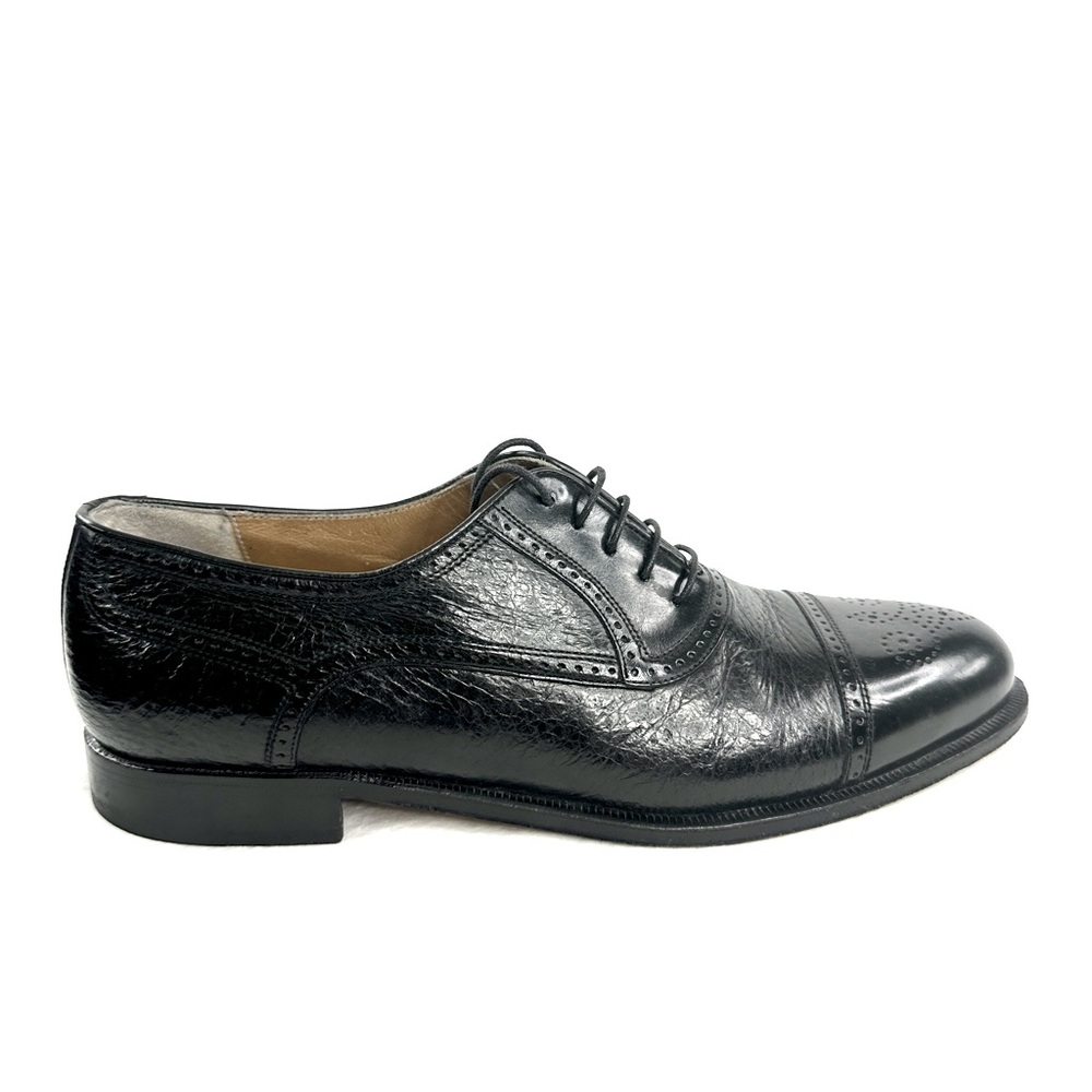 Johnston Murphy Domani Men Size 11 Black Leather Cap Toe Oxford Dress Shoe 6911